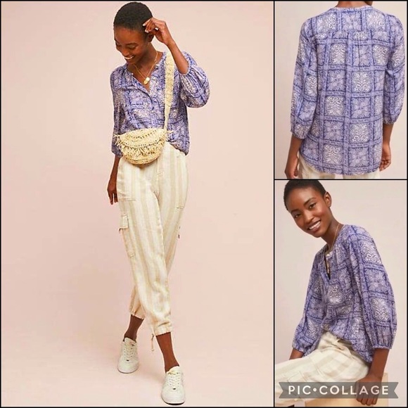 Anthropologie Tops - Anthro Akemi + Kin Purple Floral Paisley Print Buttondown Blouse Top